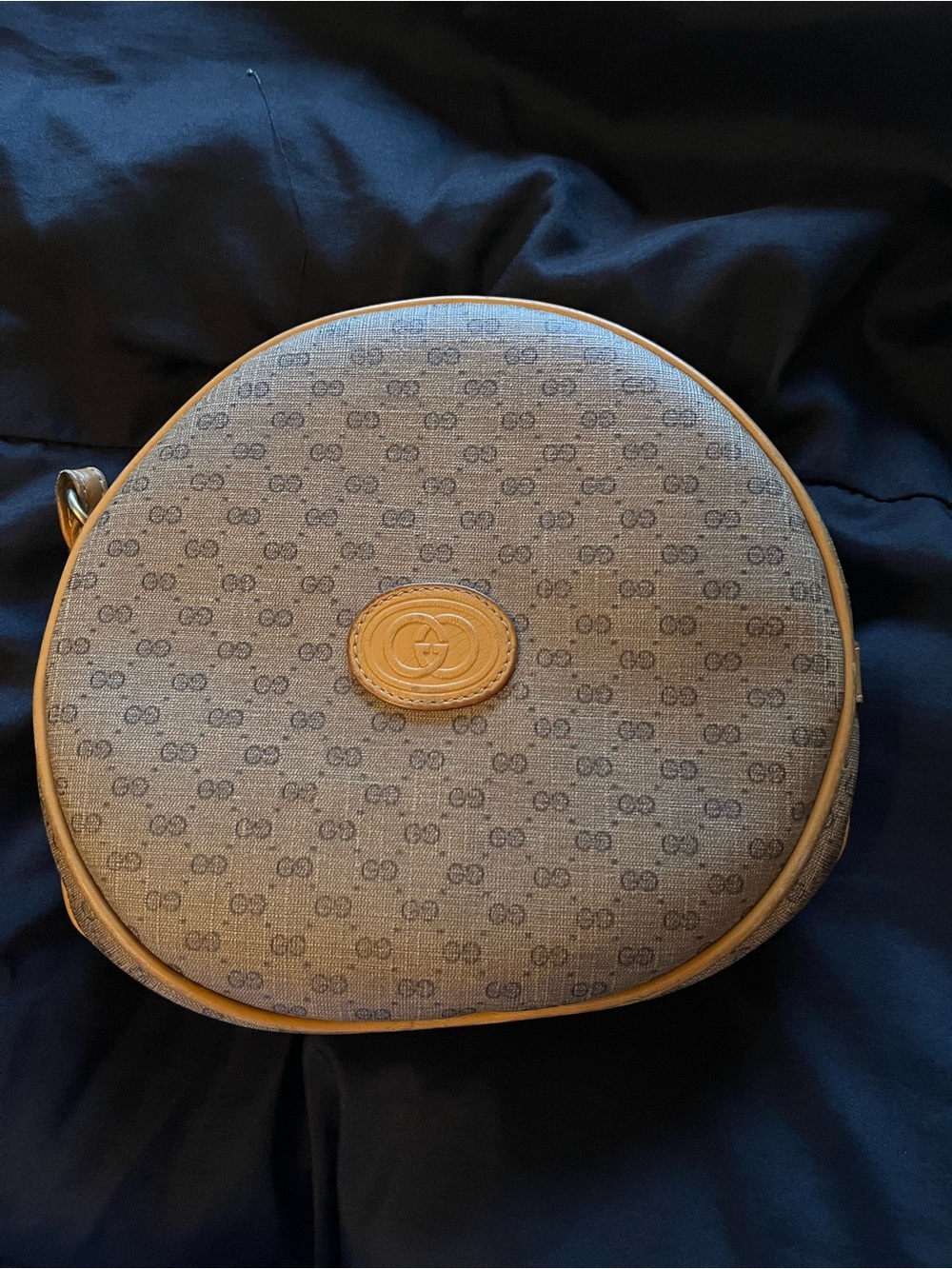 vintage Gucci GG monogram round “canteen” crossbody bag beige